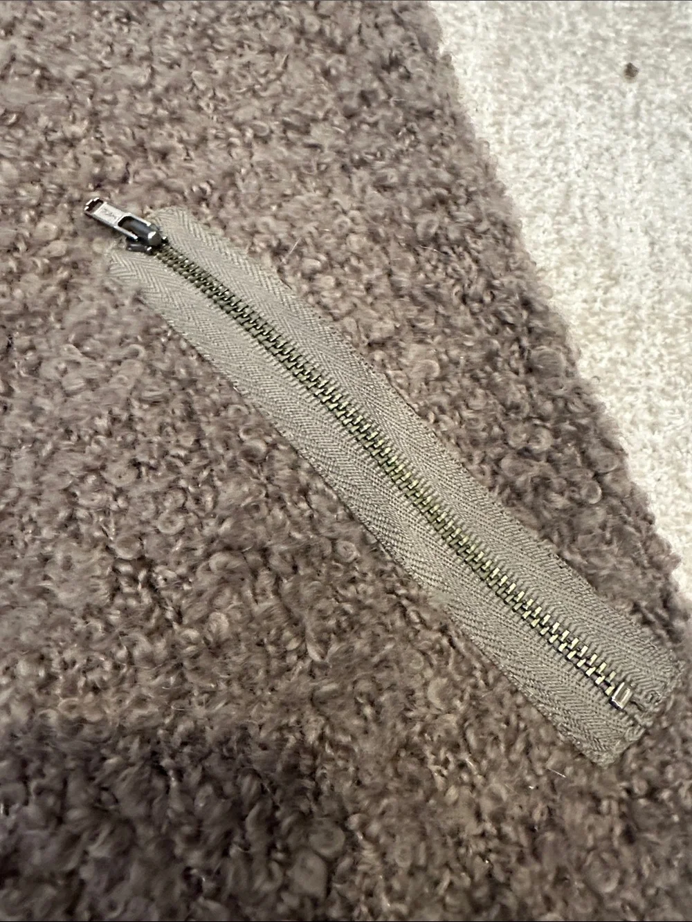 LOFT Bouclé Open Front Sleeveless Cardigan Vest in Taupe - Picture 3 of 8
